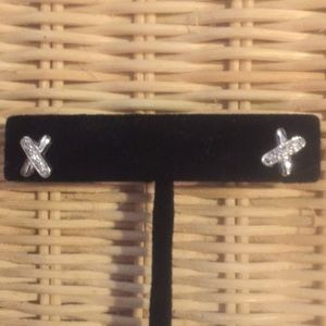 X silver & diamond earrings